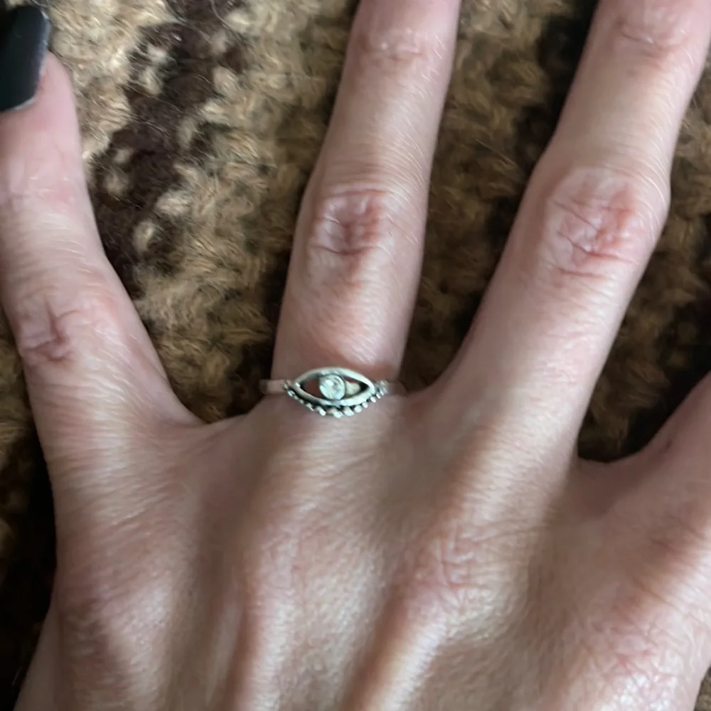 New Sterling Silver Handmade Bohemian Solid Eye Of God Sapphire Minimalist Ring